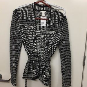 Black and white cardigan sweater